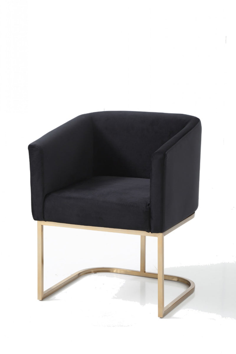 Ren Modern Black Velvet & Gold Dining Chair