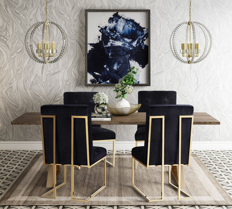 Janan Black Velvet Chair (Set of 2) - Luxury Living Collection