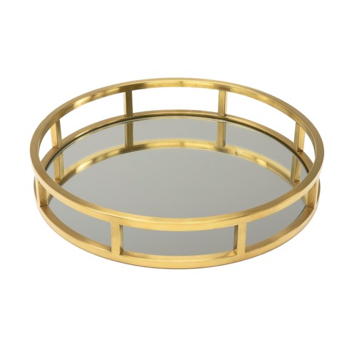 Round Gold Mirror Tray