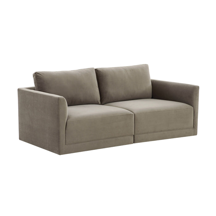 Valentina Taupe Velvet Modular Loveseat - Luxury Living Collection