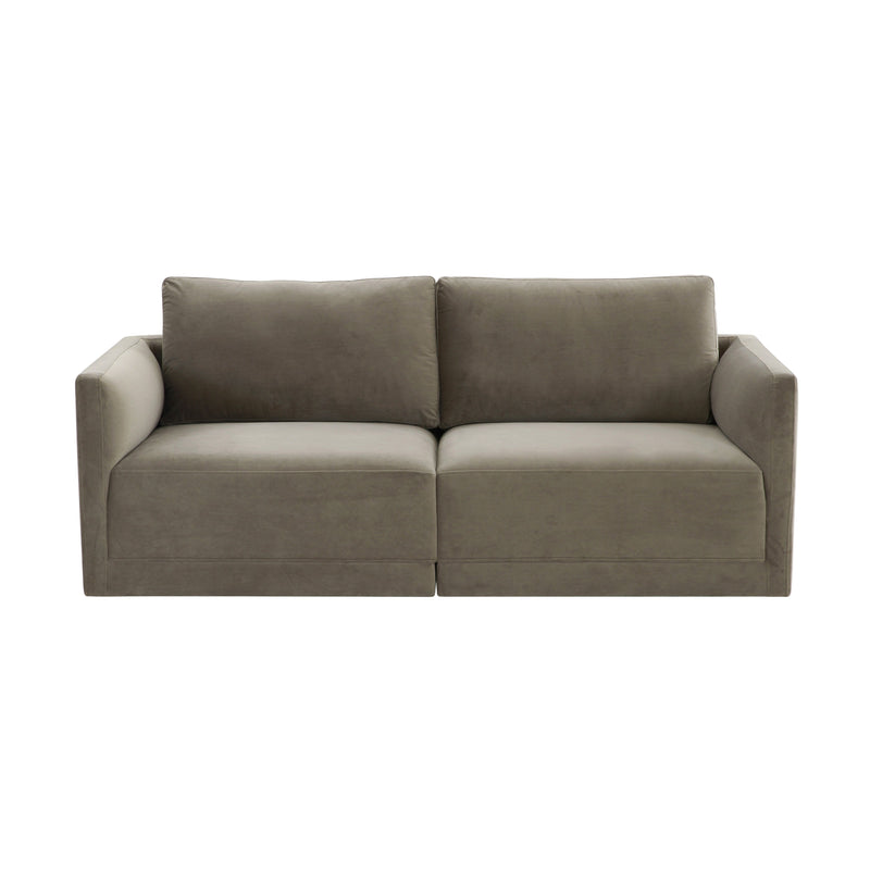 Valentina Taupe Velvet Modular Loveseat - Luxury Living Collection