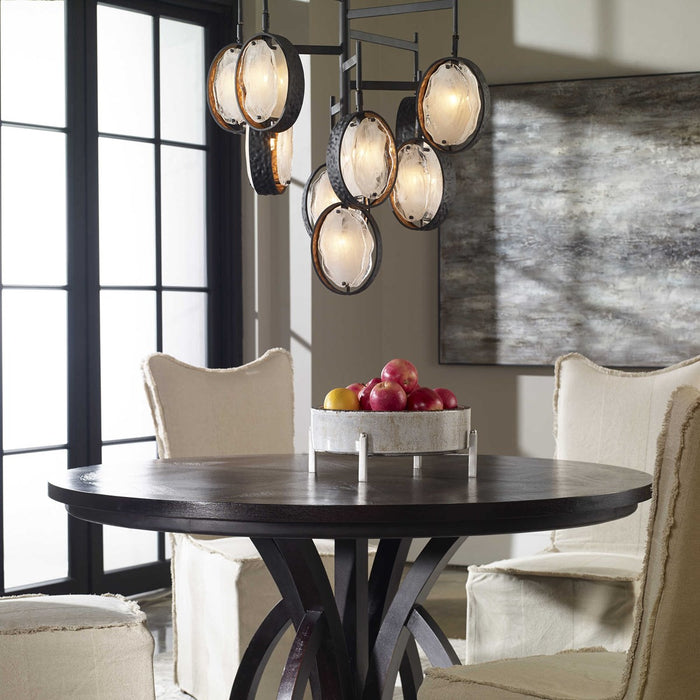Elvia 30" Dark Hammered Bronze 9 LT Chandelier