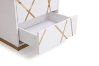 Ivo Modern Wide White and Gold Nightstand