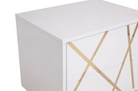 Ivo Modern Wide White and Gold Nightstand