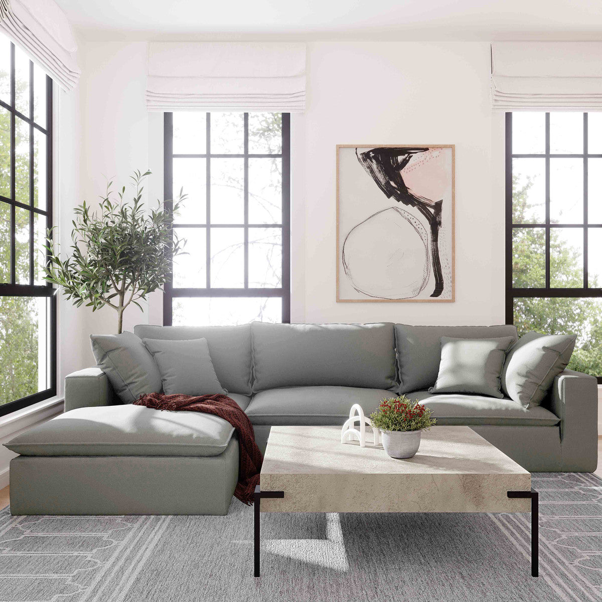 Carlie Slate Modular 4 Piece Sectional Sofa - Luxury Living Collection