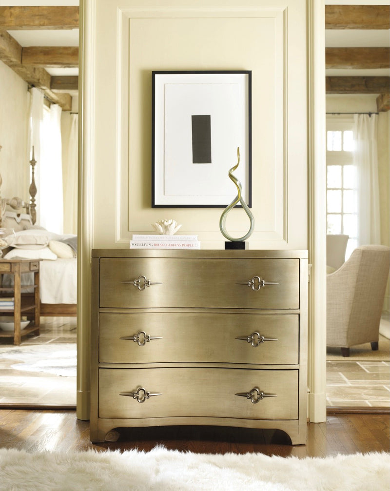 Celia Three-Drawer Shaped Front Gold Chest