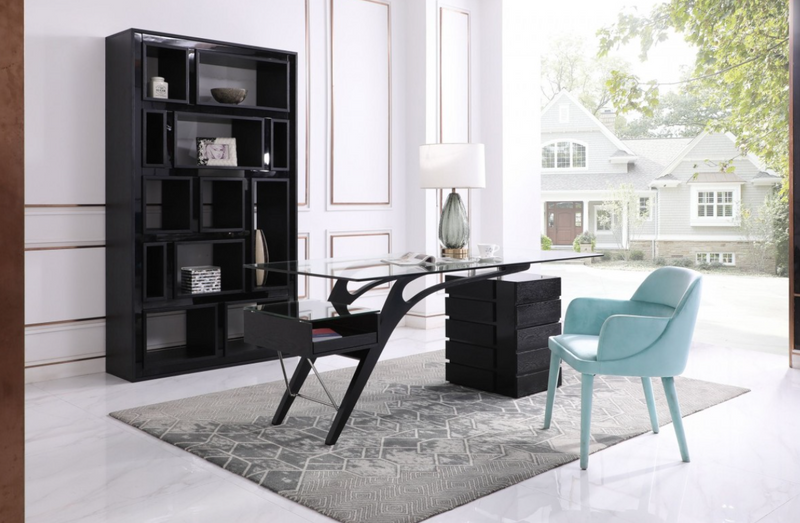 Calista Contemporary Black Ash Veneer Bookcase