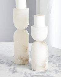 Devon Alabaster Candleholders (Set of Two) - Luxury Living Collection