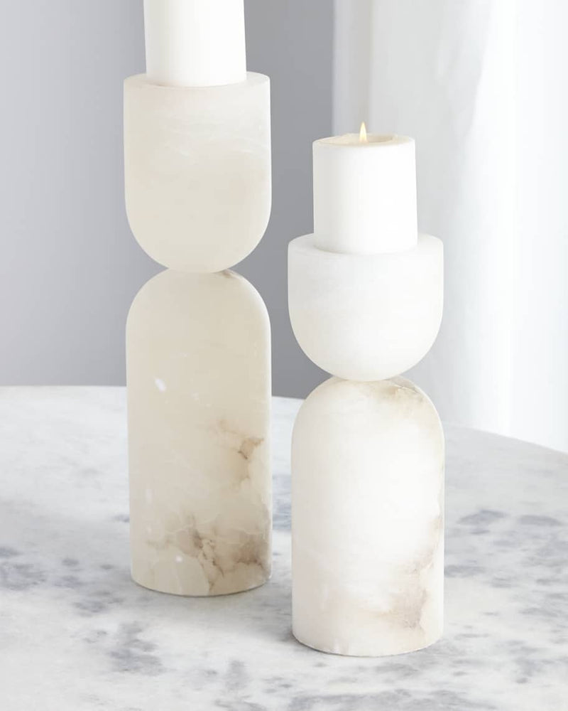 Devon Alabaster Candleholders (Set of Two) - Luxury Living Collection