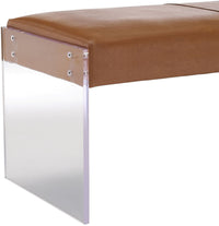 Corazon Brown Leather and Acrylic Bench - Luxury Living Collection