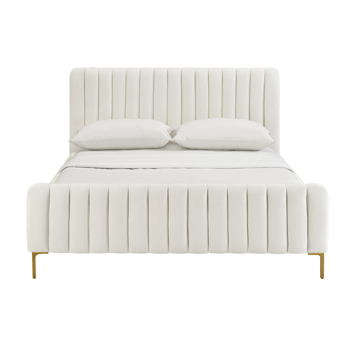 Cassie Cream Velvet Bed - Luxury Living Collection