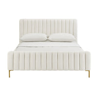 Cassie Cream Velvet Bed - Luxury Living Collection