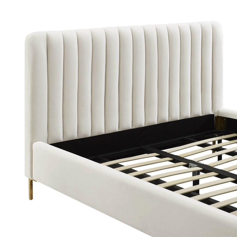 Cassie Cream Velvet Bed - Luxury Living Collection