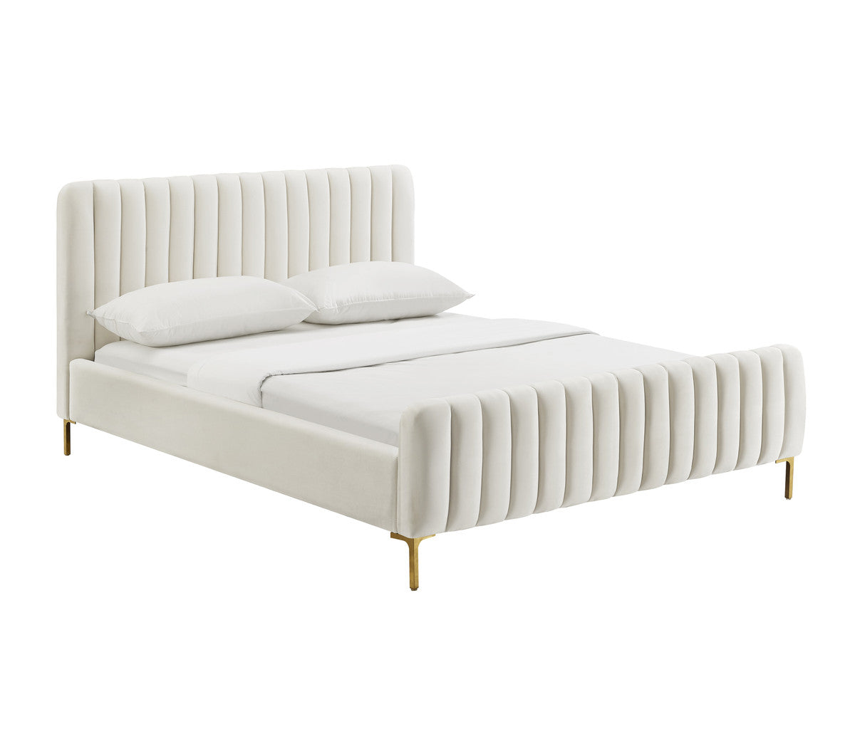 Cassie Cream Velvet Bed - Luxury Living Collection