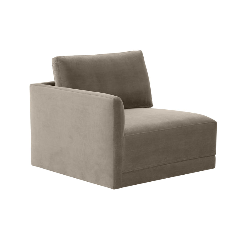 Valentina Taupe Velvet Modular LAF Corner Seat - Luxury Living Collection