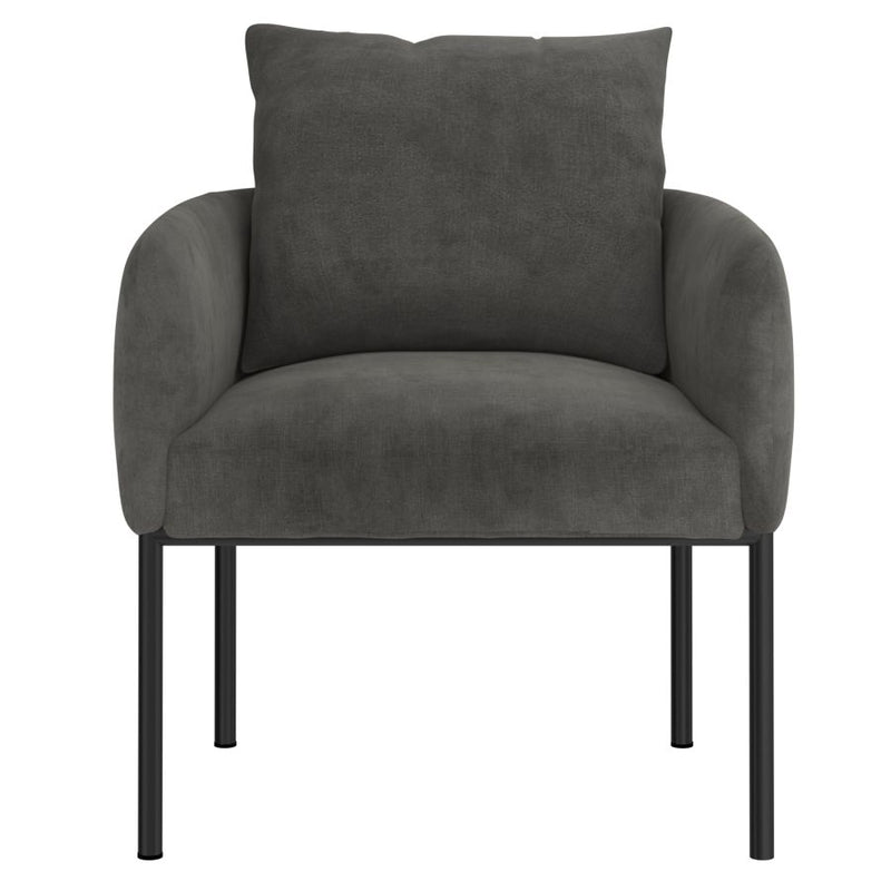 Izabella Charcoal Velvet with Black Legs Accent Chair
