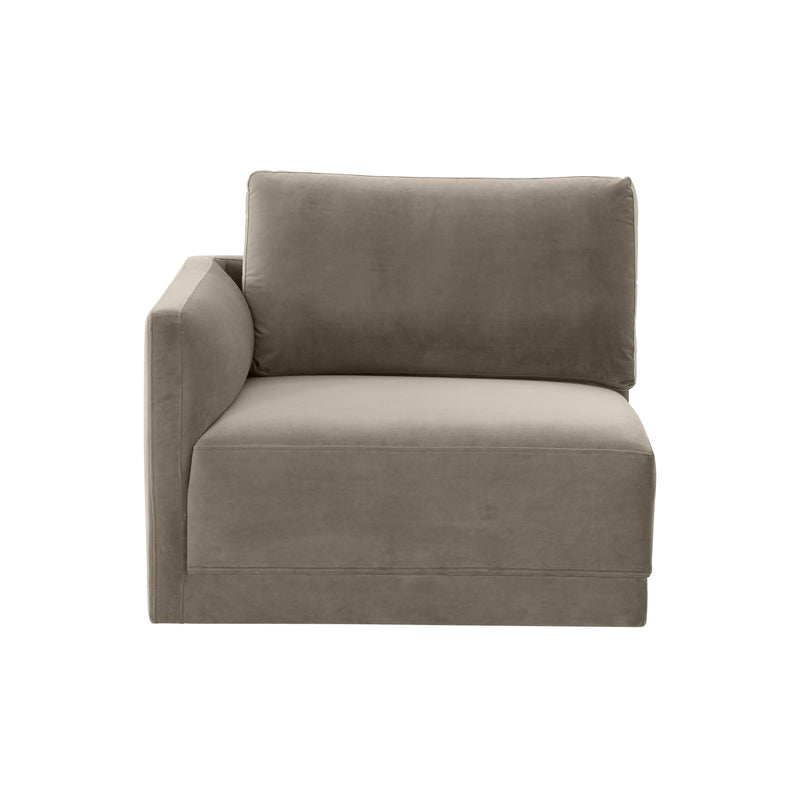 Valentina Taupe Velvet Modular LAF Corner Seat - Luxury Living Collection