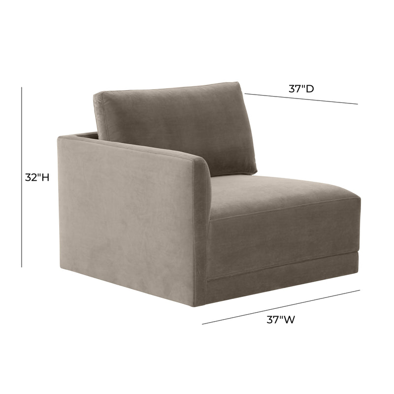 Valentina Taupe Velvet Modular LAF Corner Seat - Luxury Living Collection