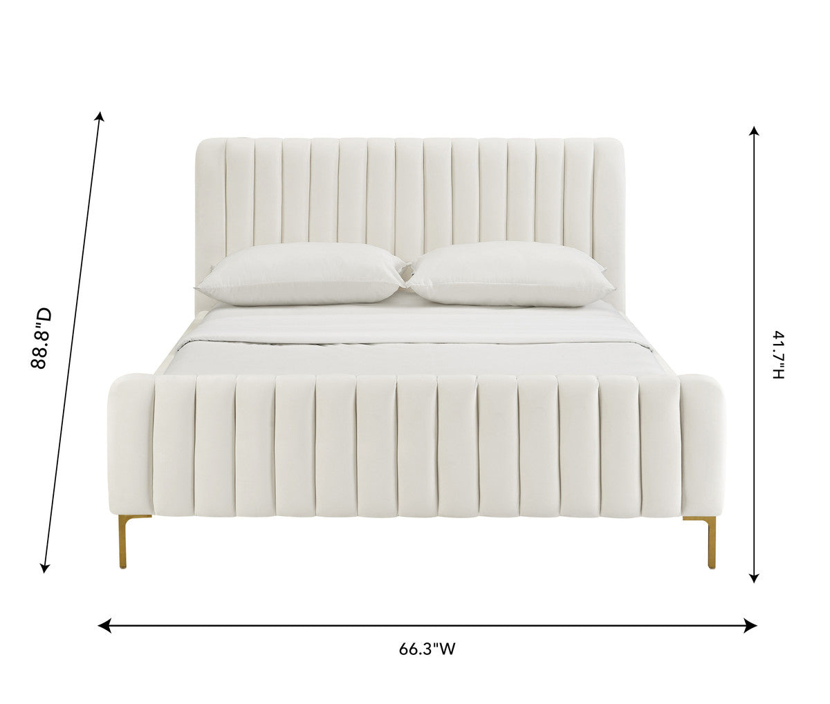 Cassie Cream Velvet Bed - Luxury Living Collection