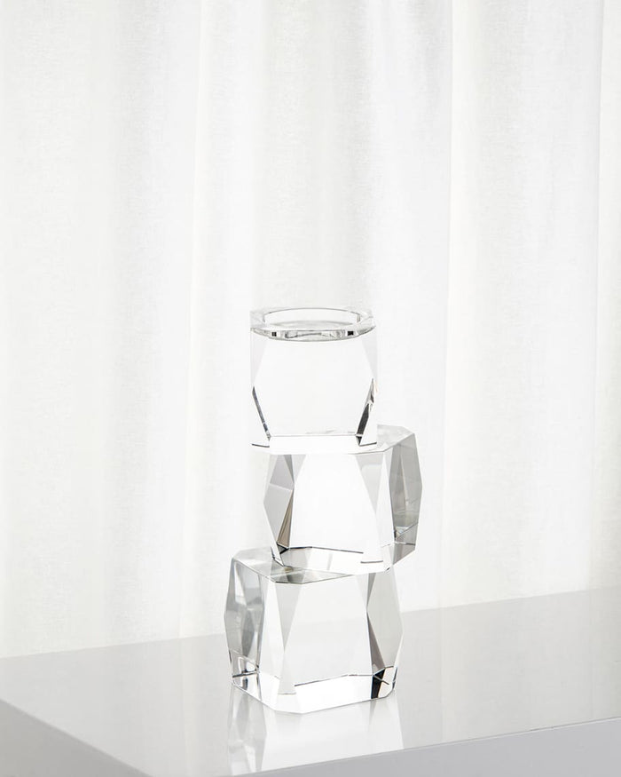 June Crystal Cubist Candleholders - Luxury Living Collection