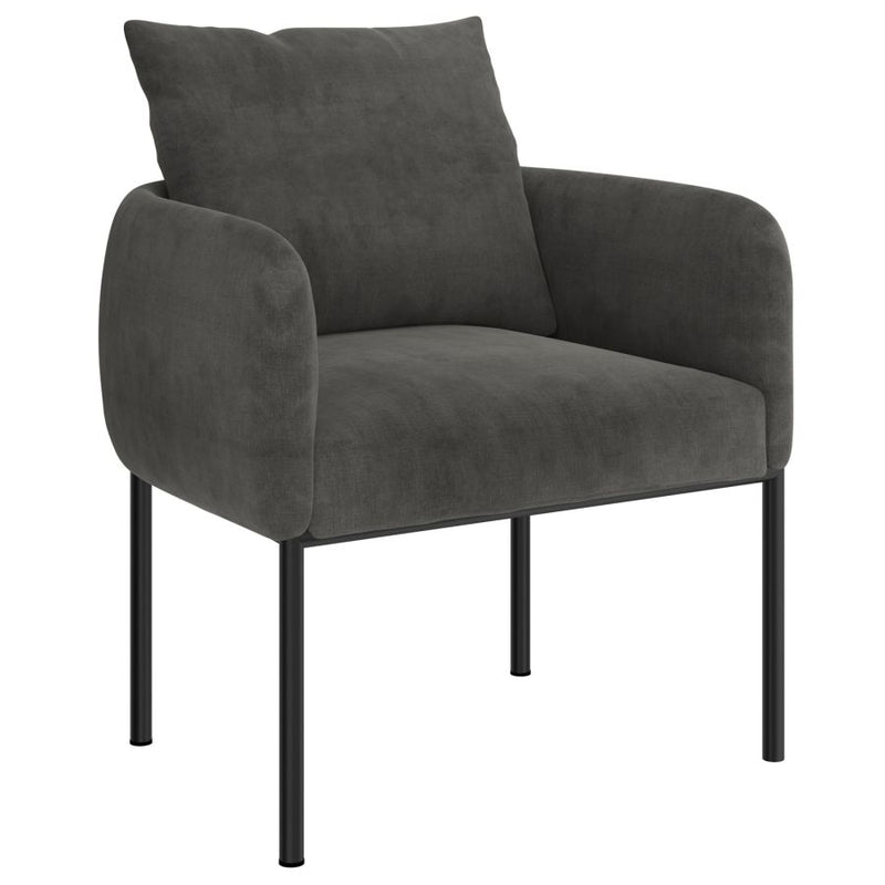 Izabella Charcoal Velvet with Black Legs Accent Chair