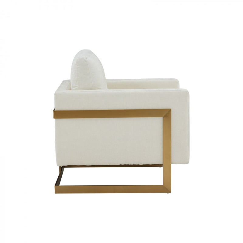 Haidee Contemporary Cream & Gold Fabric Accent Chair