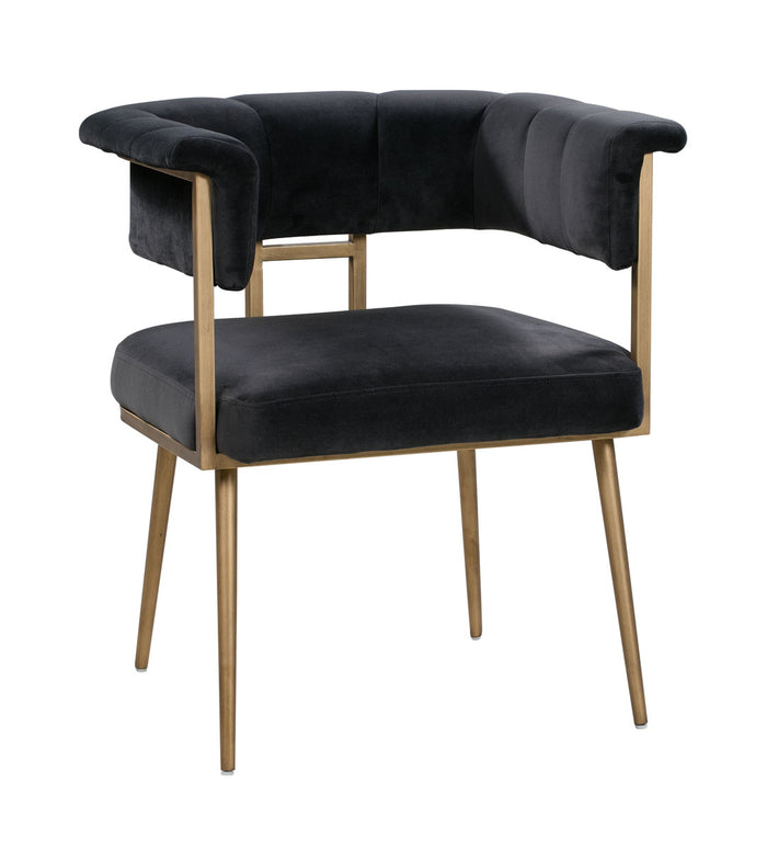 Christian Dark Grey Velvet With Antique Brass Frame Dining Chair - Luxury Living Collection