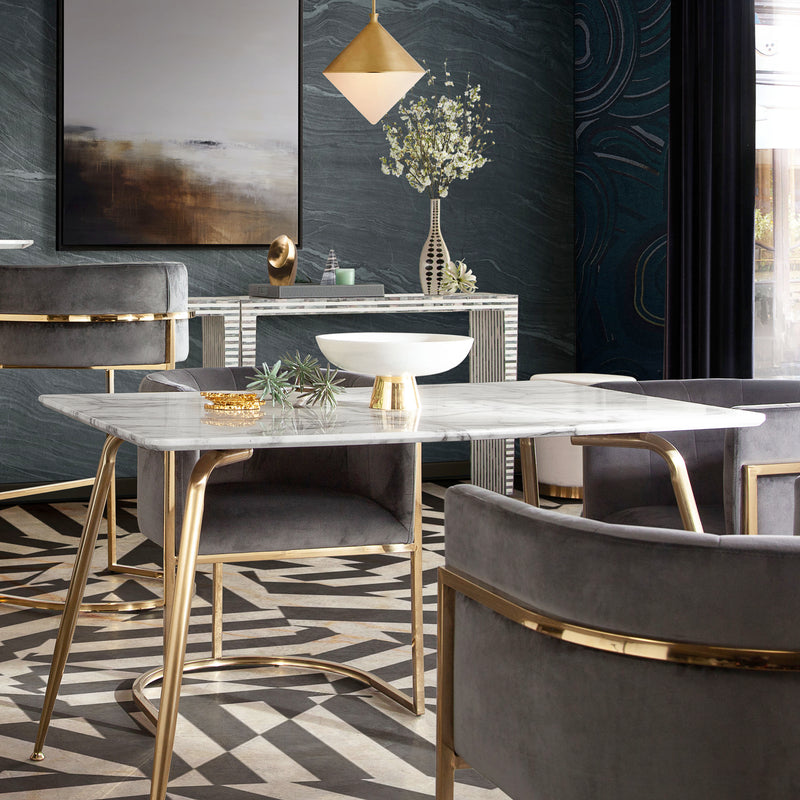 Aminta Faux Carrera Marble Dining Table - Luxury Living Collection