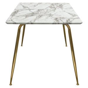 Aminta Faux Carrera Marble Dining Table - Luxury Living Collection