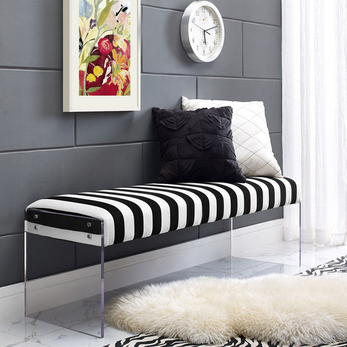 Corazon Paris Velvet and Acrylic Bench - Luxury Living Collection