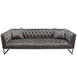 Evangeline Dusk Grey Tufted Velvet Sofa - Luxury Living Collection