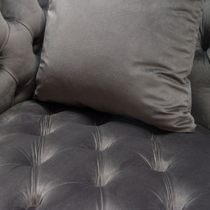 Evangeline Dusk Grey Tufted Velvet Sofa - Luxury Living Collection