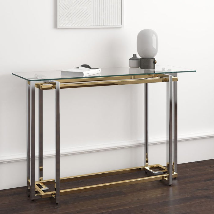 Jayden Polished Gold and Silver Console Table