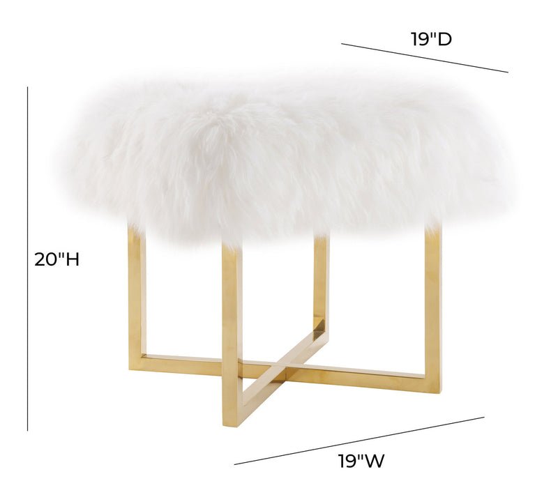 Crystal Sheepskin Bench - Luxury Living Collection