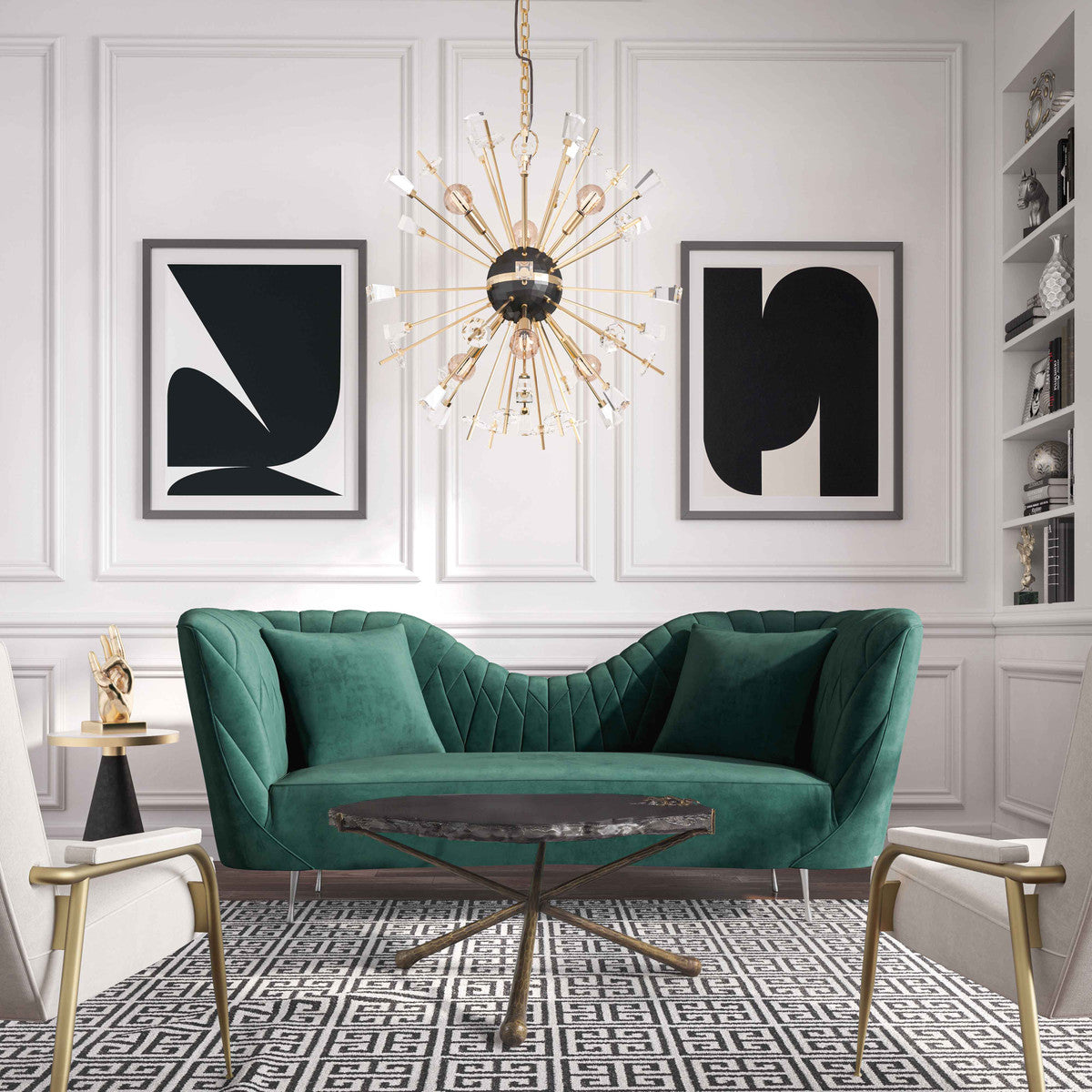 Celina Forest Green Velvet Sofa - Luxury Living Collection