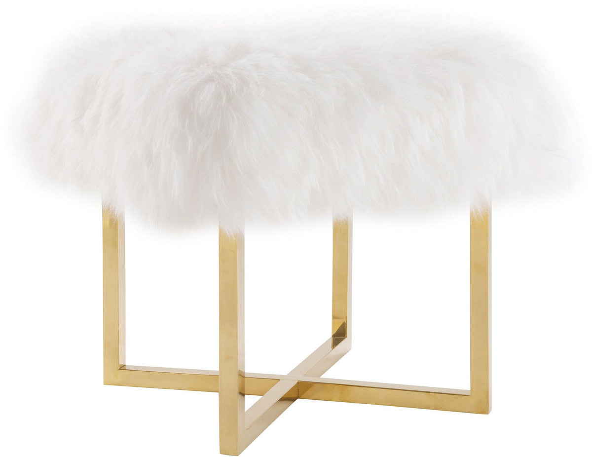 Crystal Sheepskin Bench - Luxury Living Collection