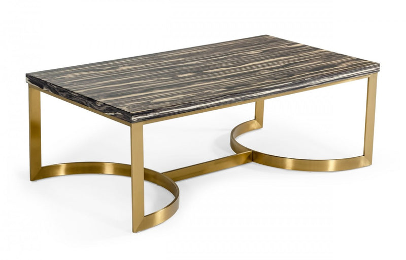 Leanna Glam Black and Gold Marble Coffee Table