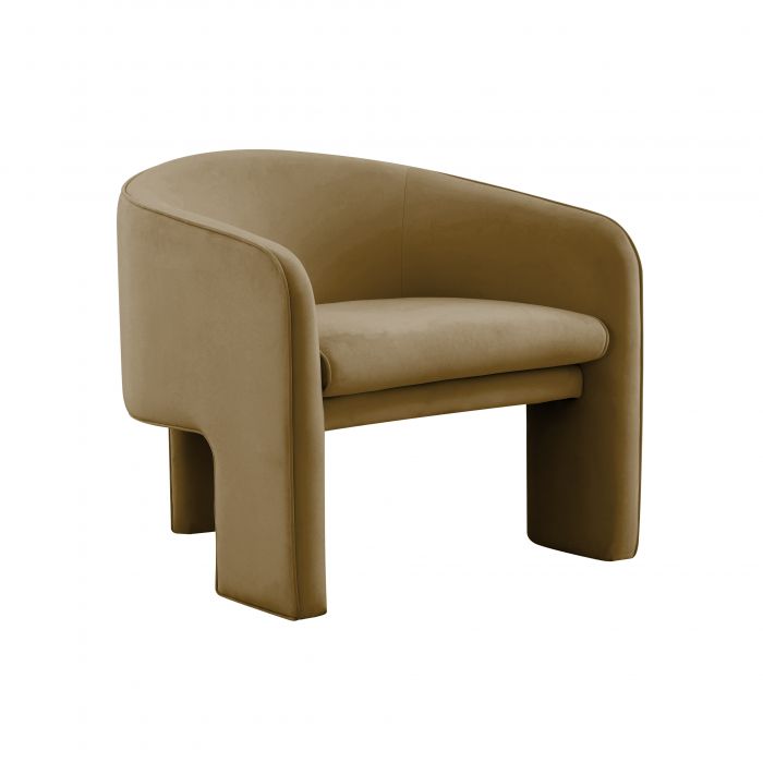 Gattara Cognac Velvet Accent Chair - Luxury Living Collection