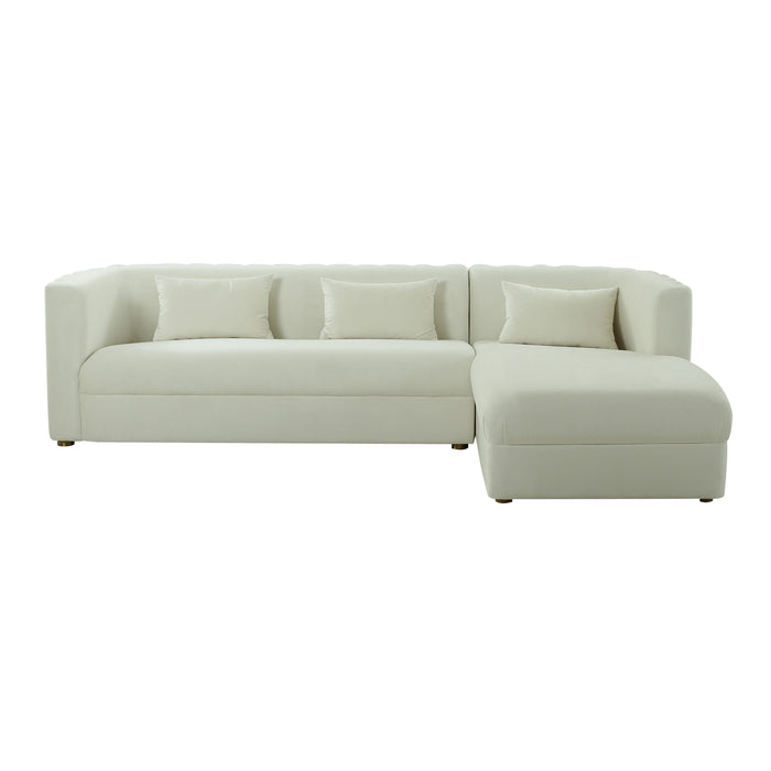 Laurent Cream Velvet Sectional - Luxury Living Collection