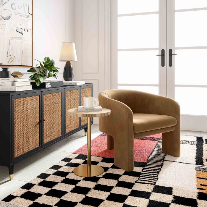 Gattara Cognac Velvet Accent Chair - Luxury Living Collection