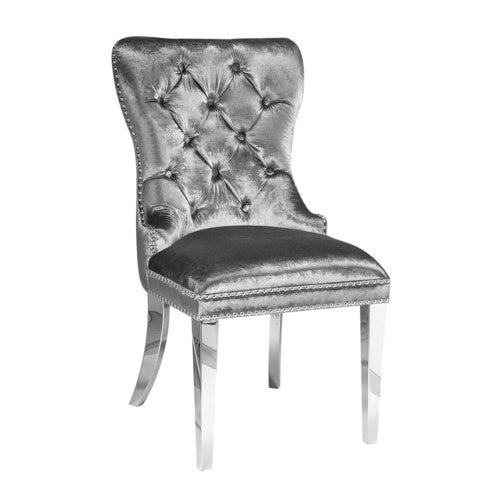 Bellezza Charcoal Grey Velvet Dining Chair