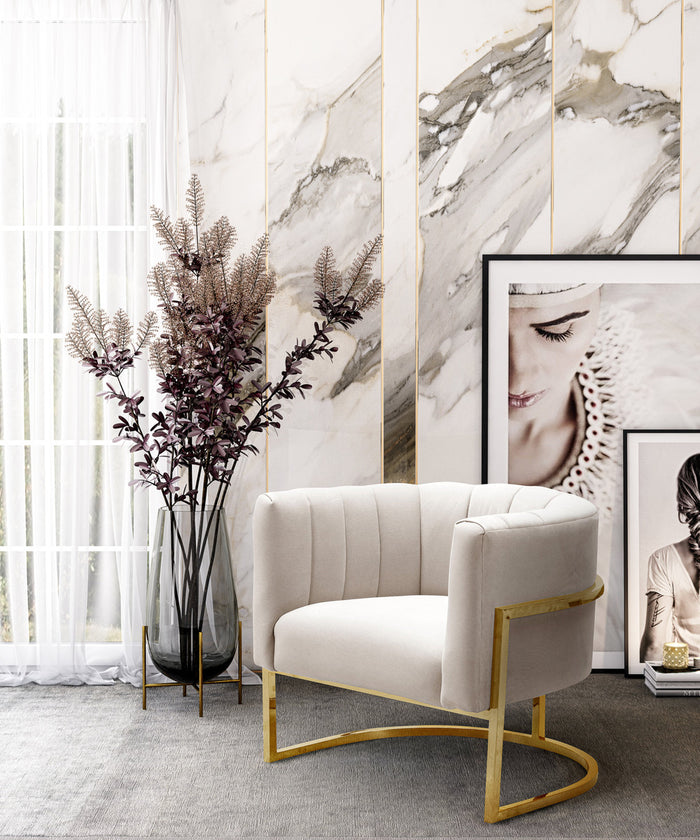 Chloe Cream Fabric Chair - Luxury Living Collection