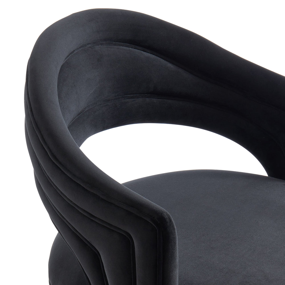 Colane Black Velvet and Gold Swivel Accent Chair