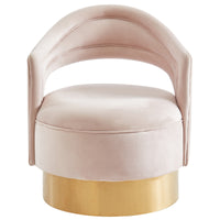 Colane Pink Velvet and Gold Swivel Accent Chair