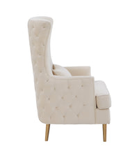 Rolf Cream Tall Tufted Back Chair  - Luxury Living Collection