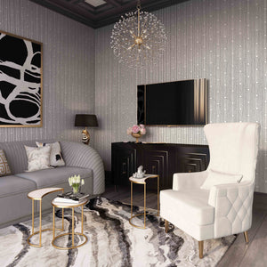 Rolf Cream Tall Tufted Back Chair  - Luxury Living Collection