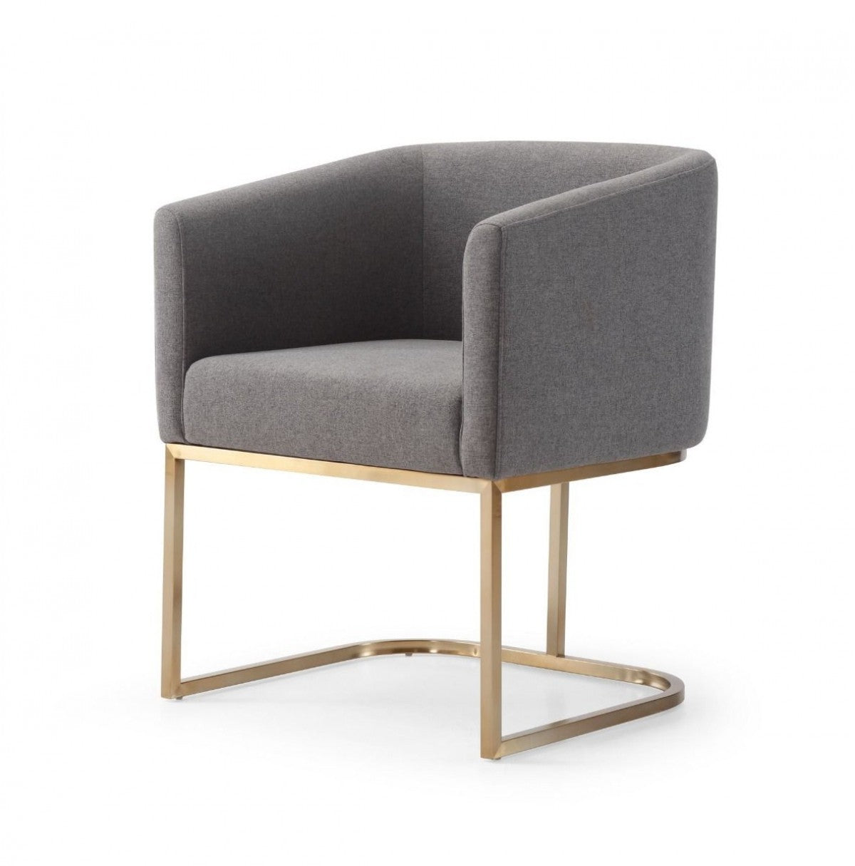 Ren Modern Dark Grey Fabric & Antique Brass Dining Chair