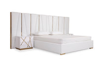 Ivo Modern White Bonded Leather & Gold Bed