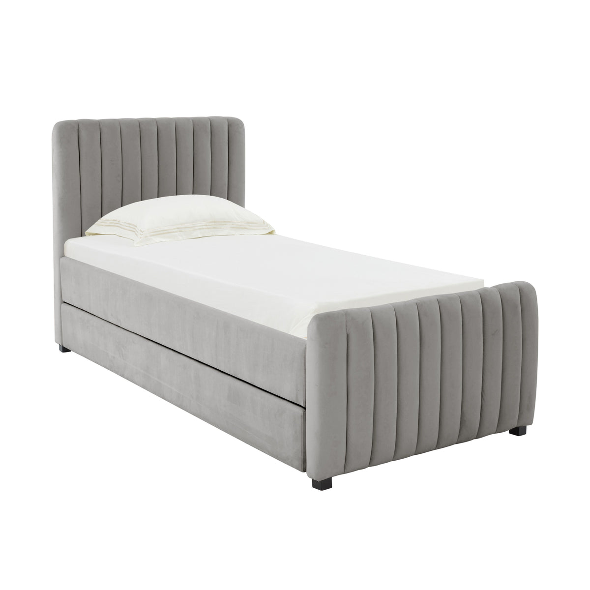 Cassie Grey Velvet Trundle Bed - Luxury Living Collection