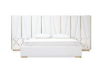 Ivo Modern White Bonded Leather & Gold Bed